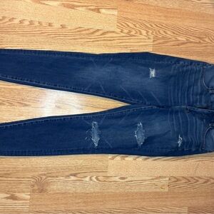 American Eagle Outfitters Dark Blue Distressed Skinny Jeans